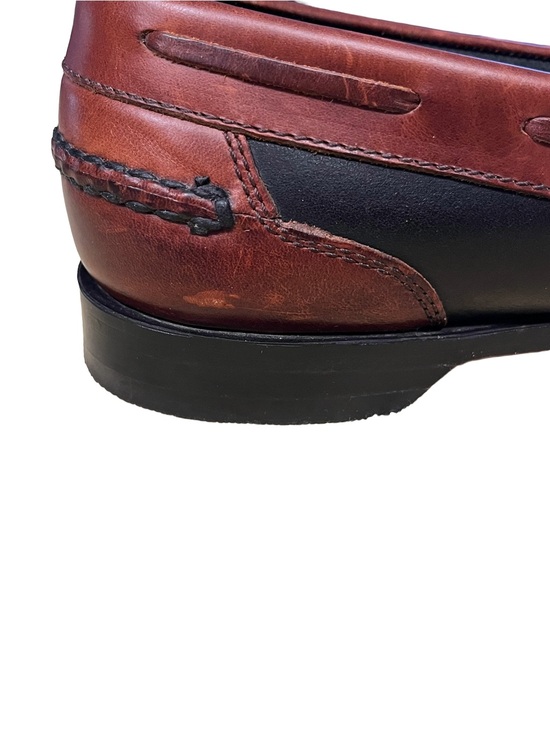 Johnston & Murphy Mens 11.5 Black Brown Leather Kiltie Tassel Boat Loafer EUC main image 4